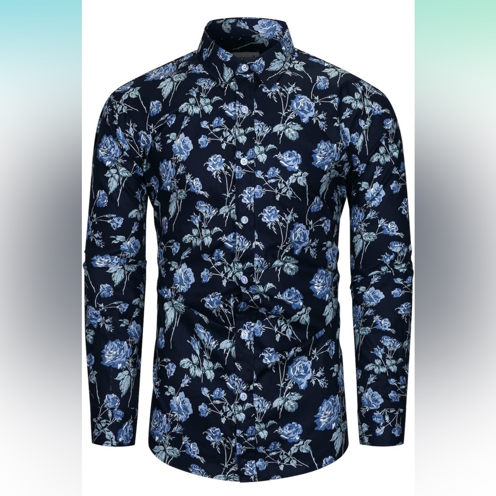 Men’s Retro Floral Long Sleeve Button Down